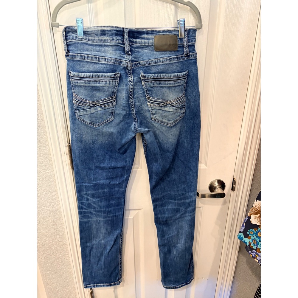 BKE Jake Straight Jeans Medium Wash Denim Whiskered Casual Everyday Pants - Picture 4 of 6